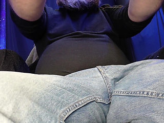 Hard Uncut Cock Stroking Though Blue Jeans