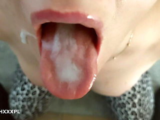 Cheating Wife Swallows Neighbor's Cum - Amateur Blowjob