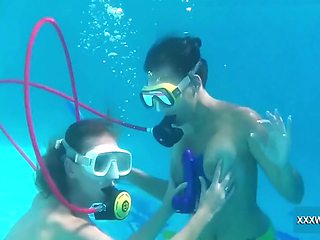 Minnie Has Fun With Candy Underwater