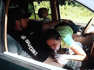 Brunette amateur blowjob and cock riding to earn some cash