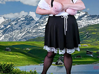 Frau Big Tits in the Alps for Oktoberfest - Mature BBW Celebrating by Flashing Her Huge Tits and Ass