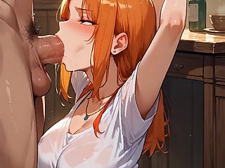 Anime Ai My Wife Seduces Me in the Kitchen with a Deep Throat, and Swallows My Semen for Dessert