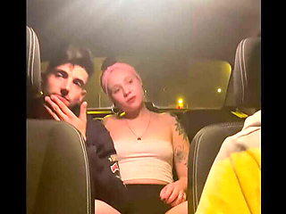 Amateur friends having sex in a taxi after a party: hidden camera real footage