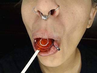 Pierced Lesbian Lollipop Licker