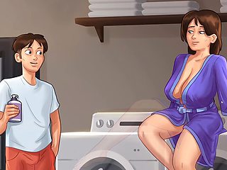 Busty MILF plays through the summertime saga sex game