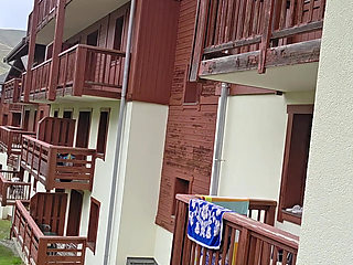 First Small French Squirt on a Balcony in the Mountains