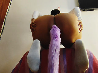 I become a slutty bunny girl who wiggles her fat ass and sucks cock