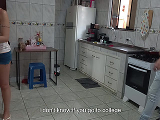 Maid gets naked while working at the boss's request.