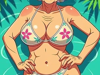 Flirty Animated Grandma in Bikini