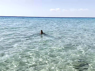 Monika Fox Swims in the Caribbean Sea and Poses Naked on the Reefs