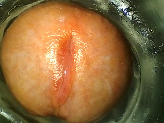 Fleslight fuck and extreme close up mushroom head cock and cumshot for you