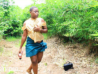 Sex Addict Teen Caught in Bush by Farmer - Outdoor Doggy Style with Big Ass Black Girl
