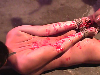 Lesbian mistress humiliates her tied up sexy slave