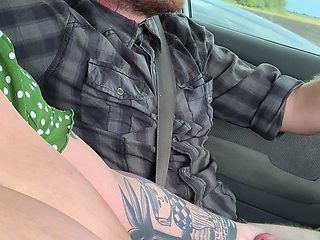 Amateur milf car outdoor handjob