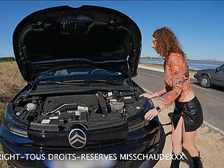 A Slut Whose Car Has Broken Down Gets Bruta Fucked by a Stranger Who Stops to Help Her.