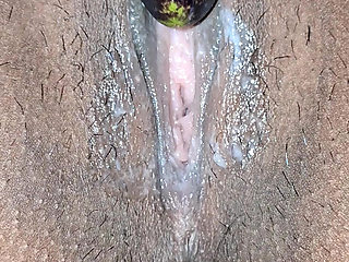 Desi girl masturbates with eggplant and moans loudly