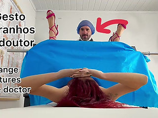 Gynecologist makes faces and mouths behind the gynecological exam!