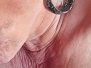 Horny Granny Fingers Wet Pussy to Shaking Orgasm