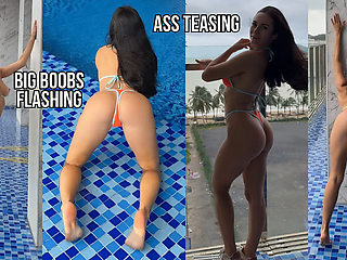 Titty Flashing in a Wet Bikini While Everyone Stared