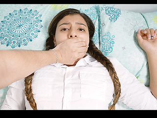 Shh shh don't scream! - Stepbrother fucks his stepsister when they are alone at home.