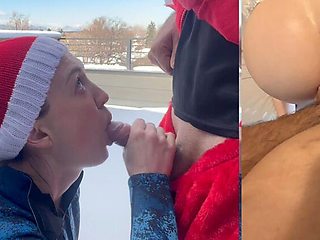 8 Inch Big Dick Santa Fucks My Ass and Cums Deep in the Snow - Anal Creampie MILF
