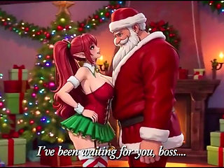 Santa give special gift to busty milf on Christmas