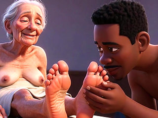 Elderly Granny Getting Feet Oiled & Licked - Sole Licking Pleasure