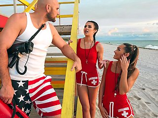 Horny Lifeguards Share A Cock With Jmac, Mackenzie Mace, Kylie Rocket - Brazzers