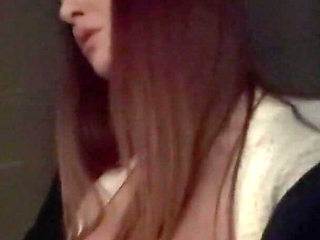 Smoking a Cigarette Out at Night and Showing My Big Tits