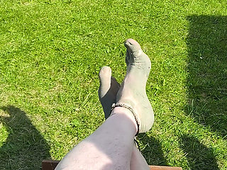 Barefoot Waiting for the Tide on the Beach