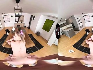 Busty blondie experiences her woman orgasm