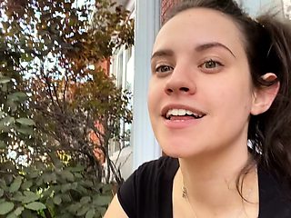 Sexy brunette teen outdoor masturbation