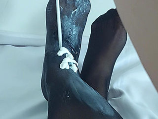 BLACK PANTYHOSE WITH LOTS OF COSMETICS