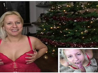 BORIS SCHWARZ: 53yo Daddy Unwraps Blonde Santa, Fucks Her Under Xmas Tree & Pumps Cum Down Her Throat