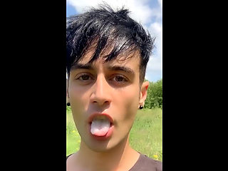 Chewing and Swallowing Ex - Boyfriend Cum. Solo Cum Eating After BJ Vid