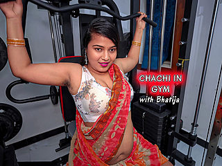Chachi ki chut dekhi Gym me- desi Chachi workout in gym with Saree, Horny Chachi fucked in gym by bhatija in HINDI Audio.