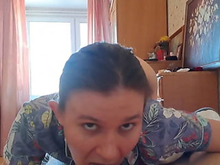 You loving Russian girlfriend is waking you up by sucking your penis (ASMR)