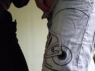 Two girlfriends rub one out and cum in jeans