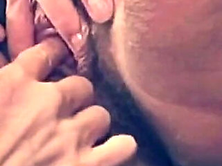 MILF Made up and Young Girl with Hairy Pussy Play with Double Dildo