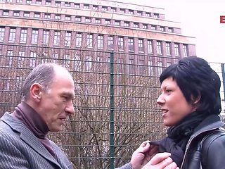 German boyfriend flirts with housewife on the street and fucks her