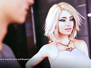 Steamy hentai visual novel gameplay featuring a busty blonde in 3D