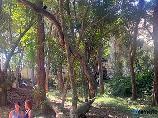 Voyeur Catches Two Horny Housewives Doing Yoga in the Woods at bAmateurs