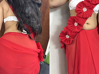 Seeing Mummy's Red Saree My Penis Got Erect Hardcore Sex with Stepmother