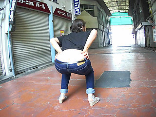 Japan Walking with Her Ass Out Outdoors