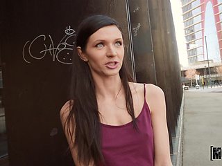 Small tits Arian Joy spreads her legs to ride a dick in the public