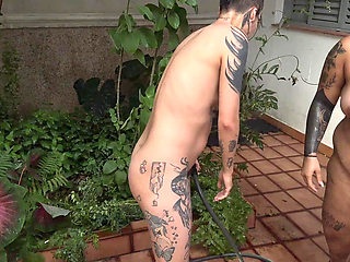 Hose Bath - Rotten Venus and D'louise Having Fun on a Hot Day!