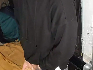 I Masturbate in Sweatpants, a Black Sweatshirt and Nike Sneakers