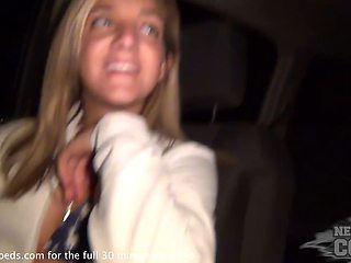 Blonde Small-Tits College Student in Cedar Rapids Iowa Flaunts Her Body Publicly While Driving Around and