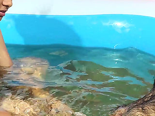 Girl Romance with Boy While Bathing in Pool