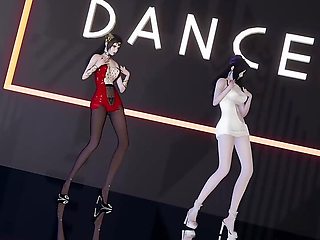 2 Sexy Asian Girls Dancing + Gradual Undressing (3D HENTAI)